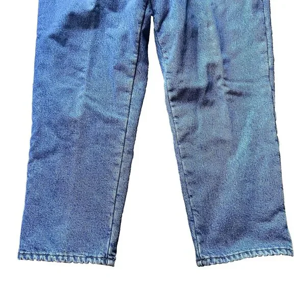 LL Bean Fleece Lined Original Fit Relaxed Denim Blue Jeans Women's 14 Petite - Picture 3 of 10